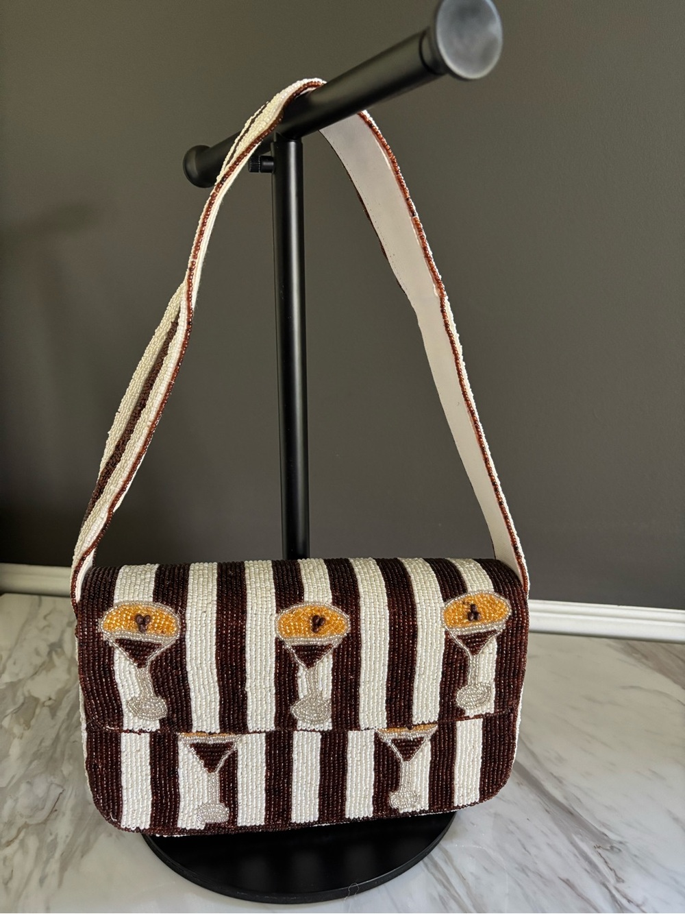Espresso Martini Double Sided Beaded Shoulder Bag NWT